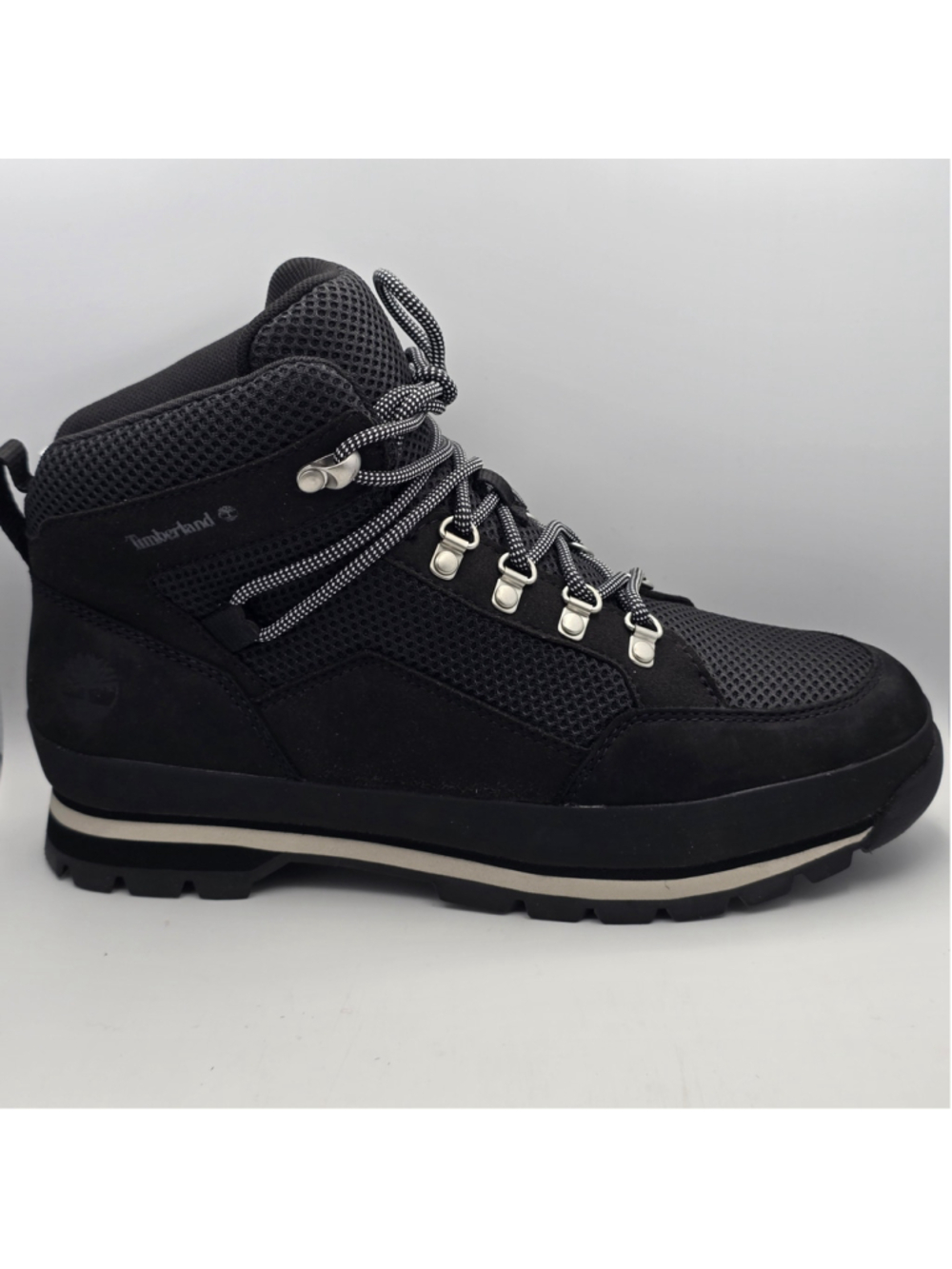 *Timberland Women's 9 Bkack Euro Mid Waterproof Lace Up Hiking Nubuck Boots New